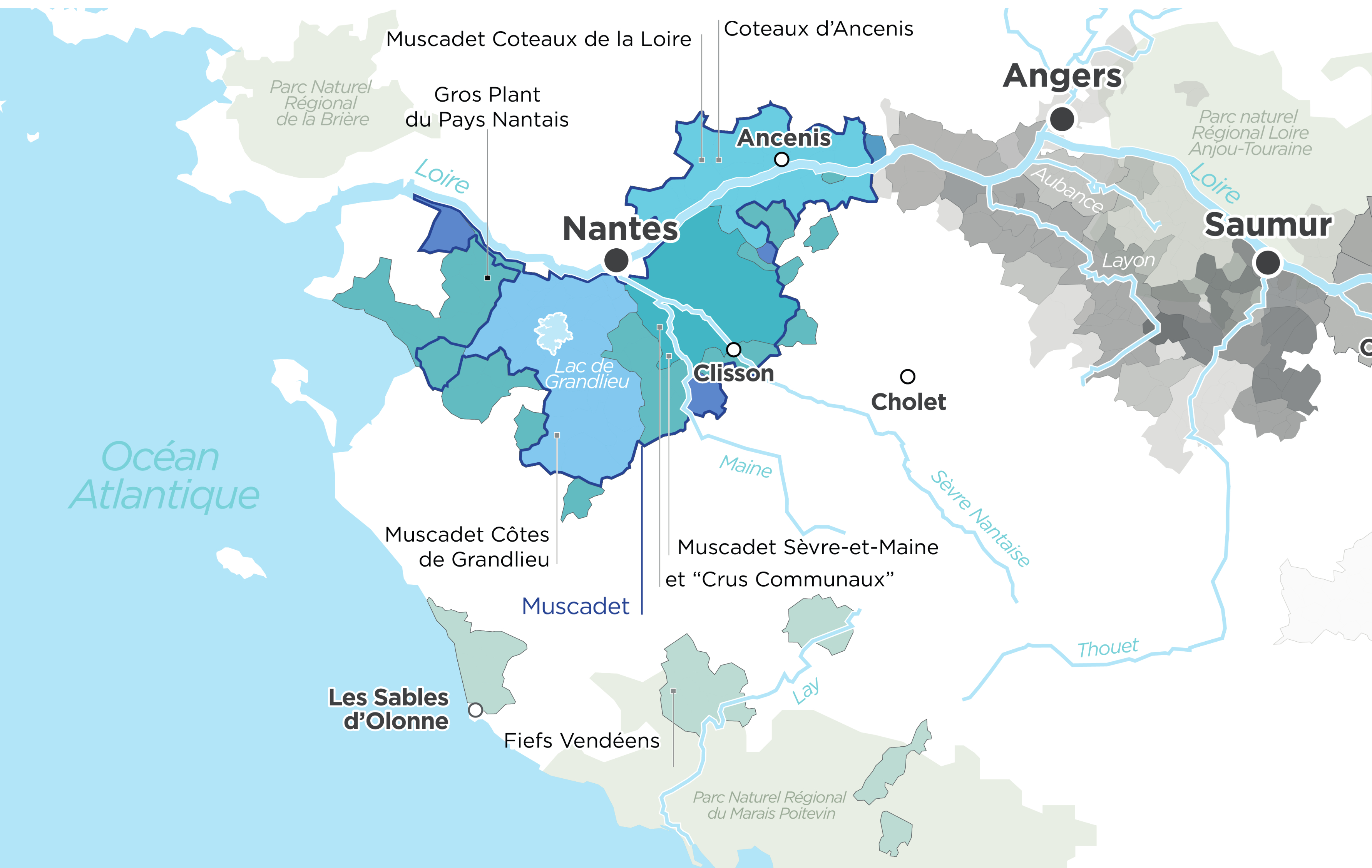 Carte du vignoble de Nantes